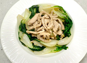 奶油白菜炒肉絲 的食譜成品照片