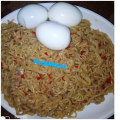Noodles with boiled eggs A picture of Noodles with boiled eggs.