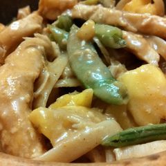 A picture of Turkey and Pasta with Peanut Sauce.