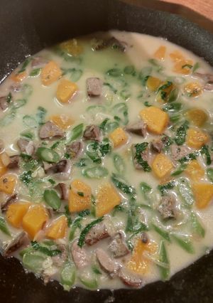 Foto resep Sop Hati Ayam Buncis Kabocha keju (mpasi 11mo+)