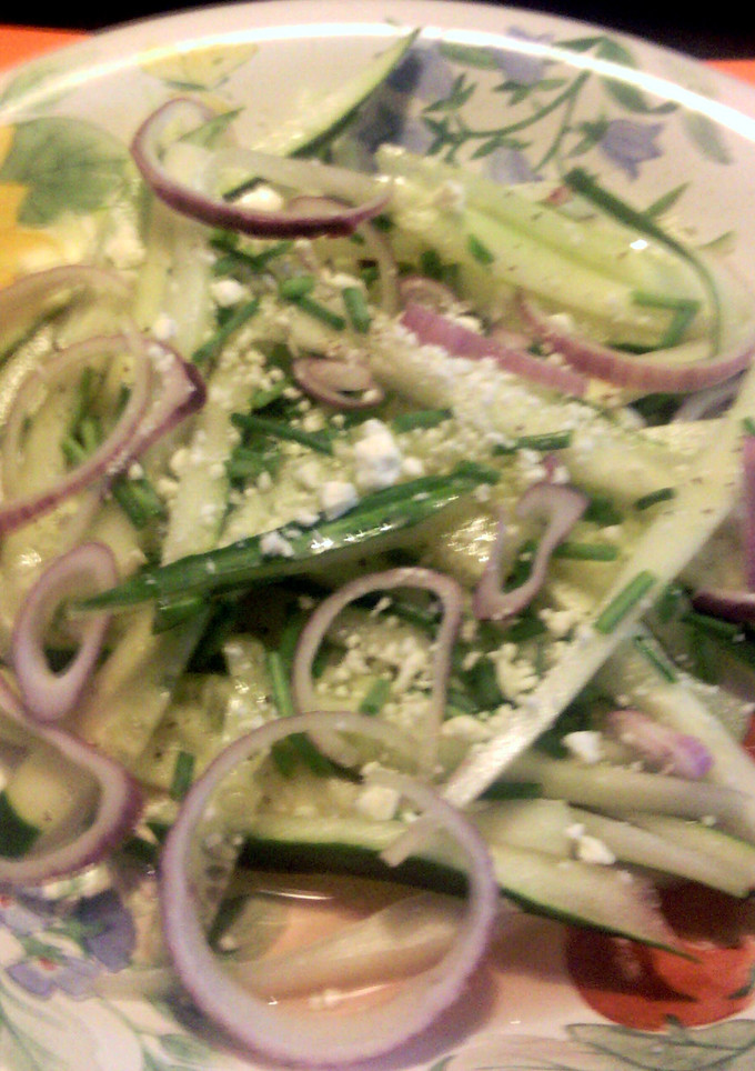 A picture of cucumber noodles.