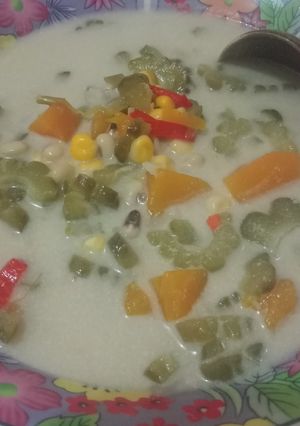 Foto resep Pare santan dengan kacang Tolo, jagung, dan labu kuning