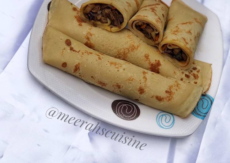 Beef rolled crepe