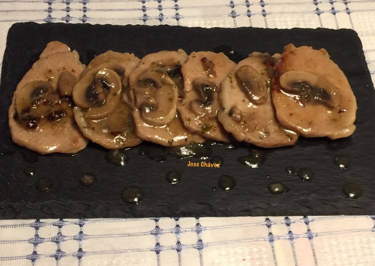 Escalopines de Cerdo a la Cerveza con champiñones
