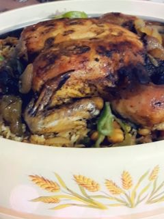 صورة لوصفة دجاج مشوي مع رز بالخضار
