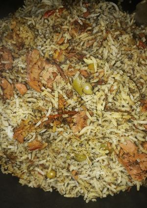 عکسی از دستور باقالی پلو با ماهی تیکه ای