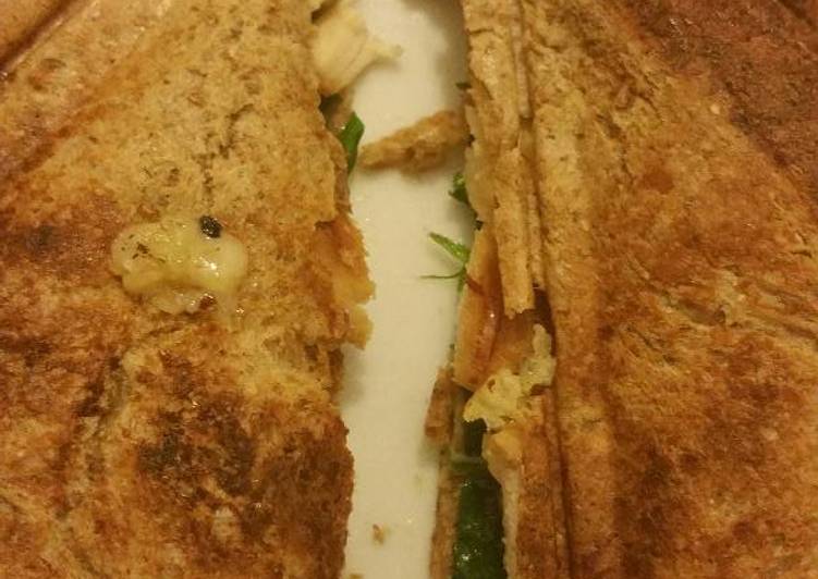 Step-by-Step Guide to Prepare Super Quick Homemade Cheesey chicken toastie wth spinach