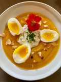 Soupe repas, butternut et oeufs mollets