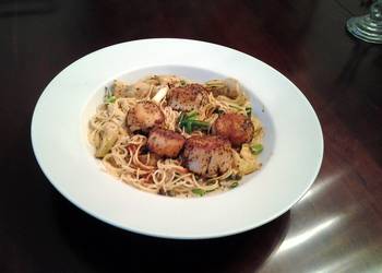 How to Make Delicious Cajun Seared Scallops with Piccada Sauced Angel Hair Pasta