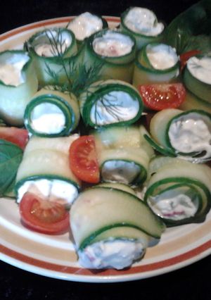 A picture of Amy's cucumber wraps.