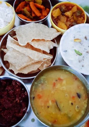 A picture of Traditional tasty Gujarati Thali.