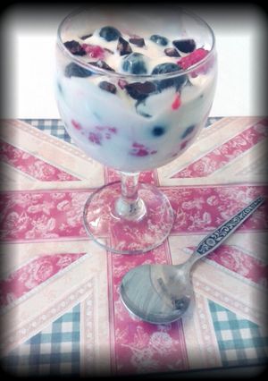 A picture of Red, white and blue summer fruits ( a dairy free, low fat healthy dessert).
