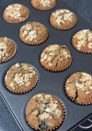A picture of Oat Blueberry Muffins.