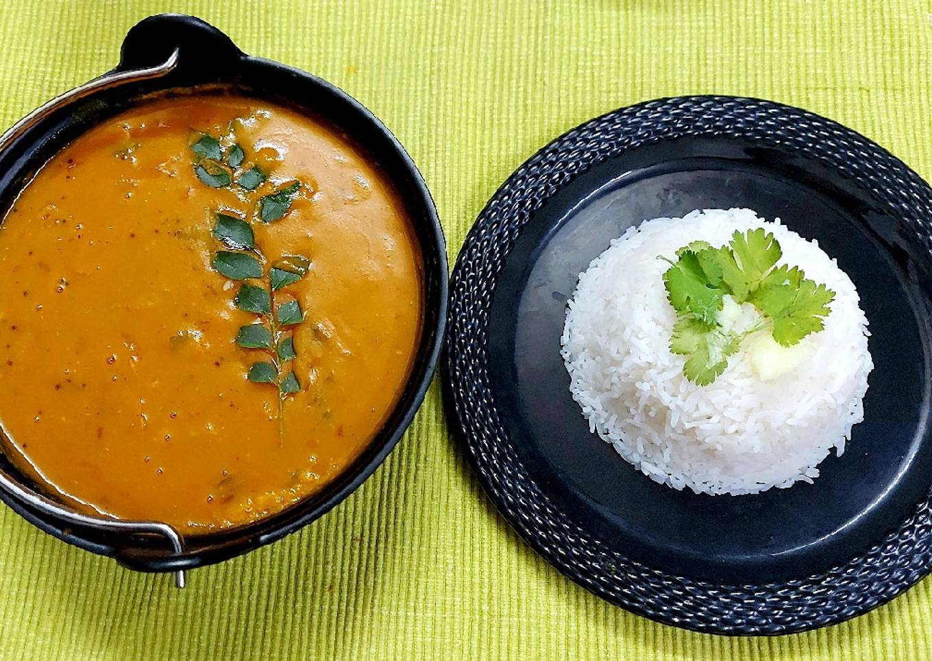 Khatti Dal with Steam Rice