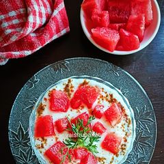 A picture of Curd and Watermelon Raita (तरबुजाचा रायता).