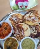 Onion Uttapam, Sambar, Chutney,