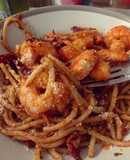 Spagetti con camarones