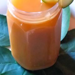 A picture of Spicy sweet potato and apple drink.