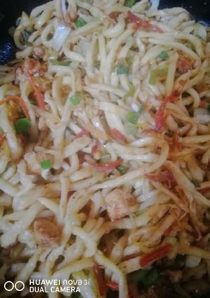 A picture of Homemade egg noodles 🍜.