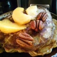 A picture of Mae's Cinnamon Pecan Pancakes.