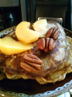 A picture of Mae's Cinnamon Pecan Pancakes.
