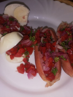 A picture of Eggs, smokies with kachumbari.