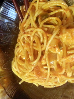 A picture of Kimchi Spaghetti.