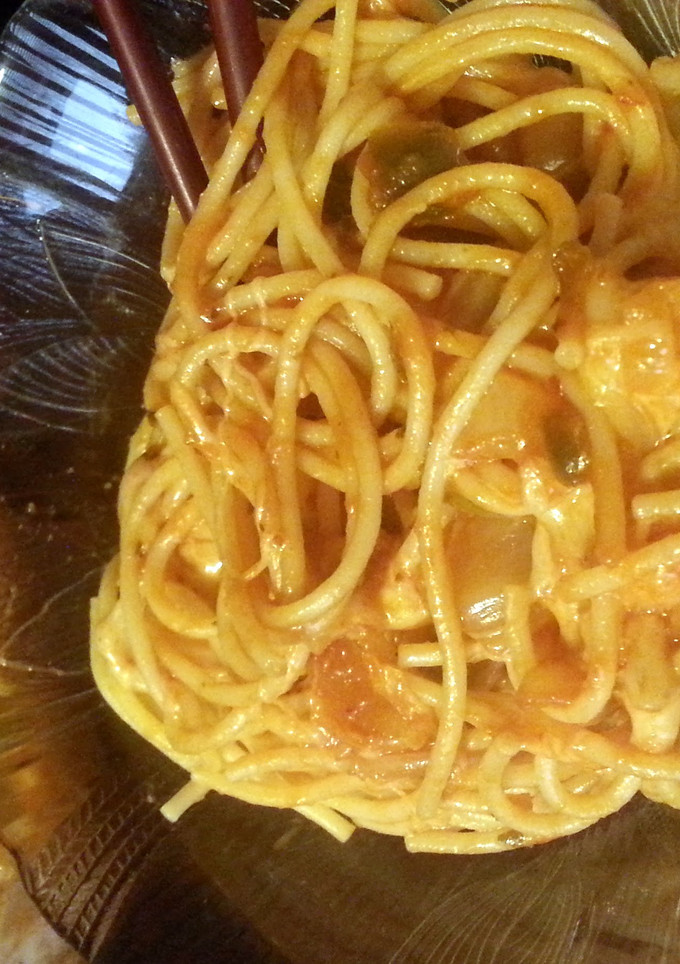 A picture of Kimchi Spaghetti.