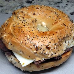Roast Beef & Pepperjack Breakfast Bagel A picture of Roast Beef & Pepperjack Breakfast Bagel.