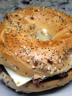 A picture of Roast Beef & Pepperjack Breakfast Bagel.
