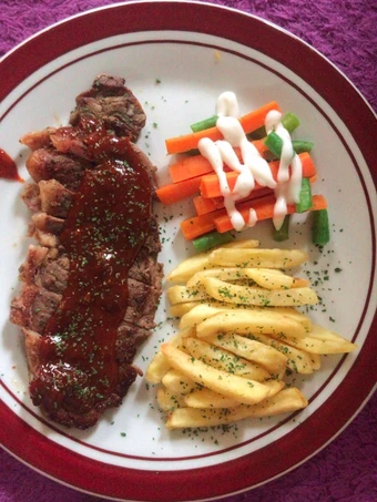 Langkah Gampang Membikin Resep Sirloin steak with bbq sauce yang Bisa Manjain Lidah Anti Ribet, Lezat Sekali