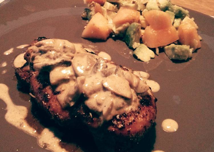 Roasted Chicken Breast with Mushroom Wine Reduction Sauce
