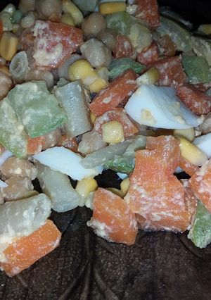 Una foto de Ensalada de zanahorias y porotos