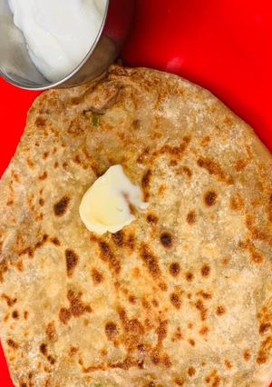 A picture of Punjabi Aloo Parantha with anardana(dhaba style).