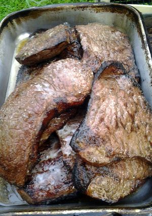 A picture of steaks.