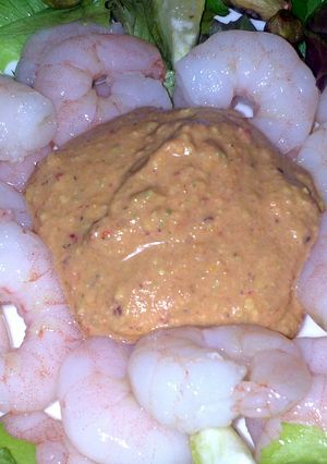 A picture of Sig's Prawns with Pistachio, Chilli and Garlic Sauce.