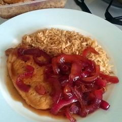 A picture of Vickys Pork & Rice with Sweet & Sour Onions, GF DF EF SF NF.