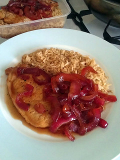 A picture of Vickys Pork & Rice with Sweet & Sour Onions, GF DF EF SF NF.