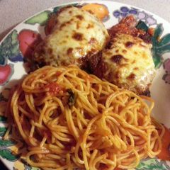 A picture of Chicken Parmesan with Homemade Red Sauce.