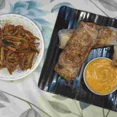 A picture of Spicy Udon Noodles Spring Rolls (with Rice Paper).
