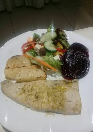 A picture of Baked hake fillet.