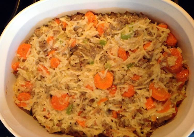 Steps to Make Super Quick Homemade Sausage Rice Casserole(Dinner On A Dime)