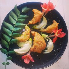 Vegetable hummingbird (Agati) Flower Fritters A picture of Vegetable hummingbird (Agati) Flower Fritters.