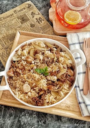 Foto resep Nasi Daging Sapi Sosis Rice Cooker