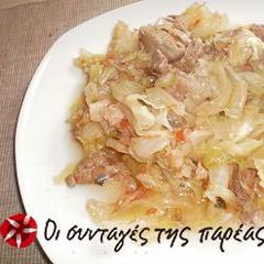 A picture of Pork with cabbage.
