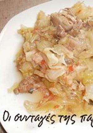 A picture of Pork with cabbage.
