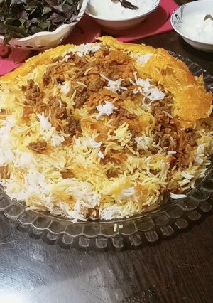 عکسی از دستور هویج پلو🥕 با گوشت چرخ کرده