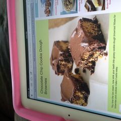 A picture of chocolate chip cookie dough brownies.