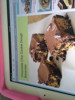 A picture of chocolate chip cookie dough brownies.