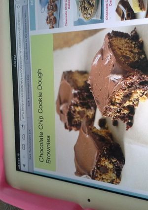 A picture of chocolate chip cookie dough brownies.